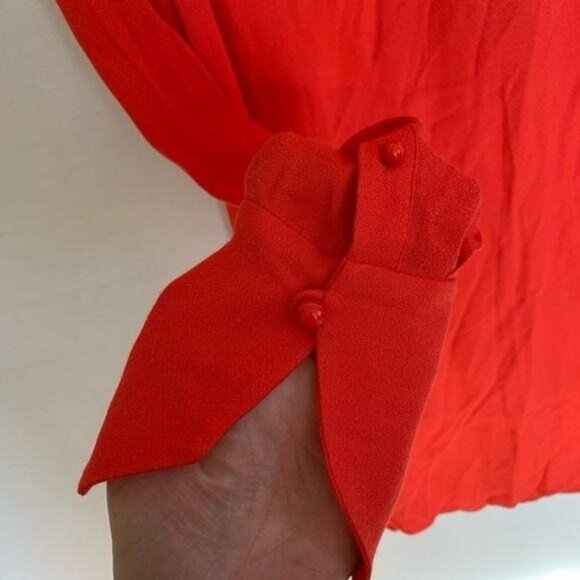 Equipment Bonnie Dress Size XS Blood Moon Red Orange Long Sleeve New - Picture 4 of 8